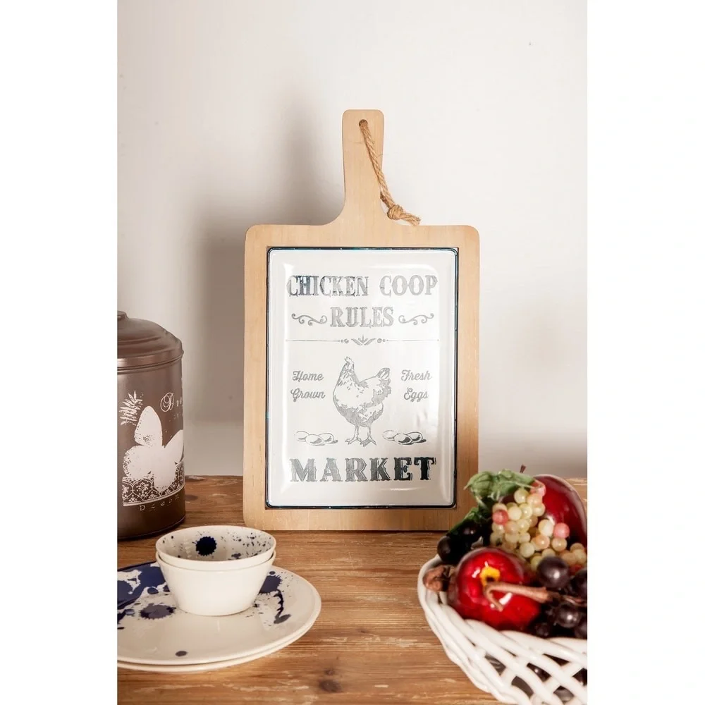 Farmhouse Chicken Coop Rules Wall Decor Wood & Metal Sign New - Picture 2 of 3